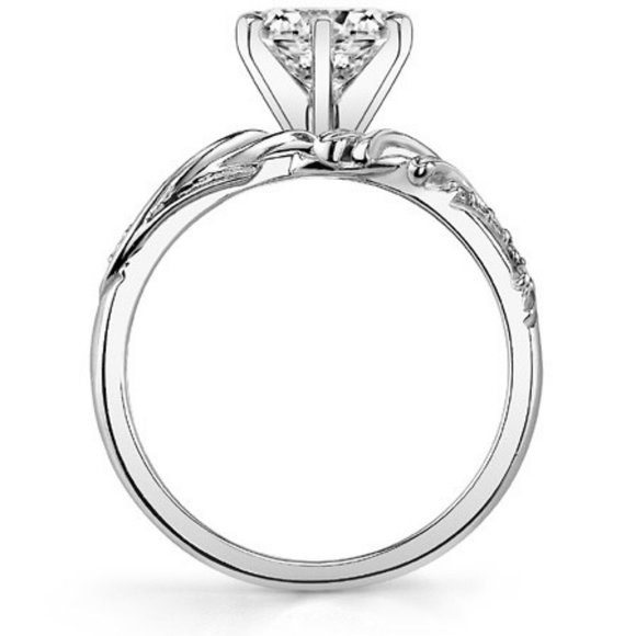 2.0Carat -7.0mm Princess Moissanite Floral Accent Engagement Ring - Picture 2 of 6